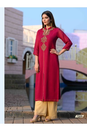 Pastel Pink Designer Georgette Kurti 